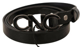 Costume National Black Leather Letter Logo Buckle Belt -   -  Costume National.